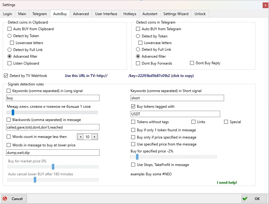 Settings - Autobuy Window