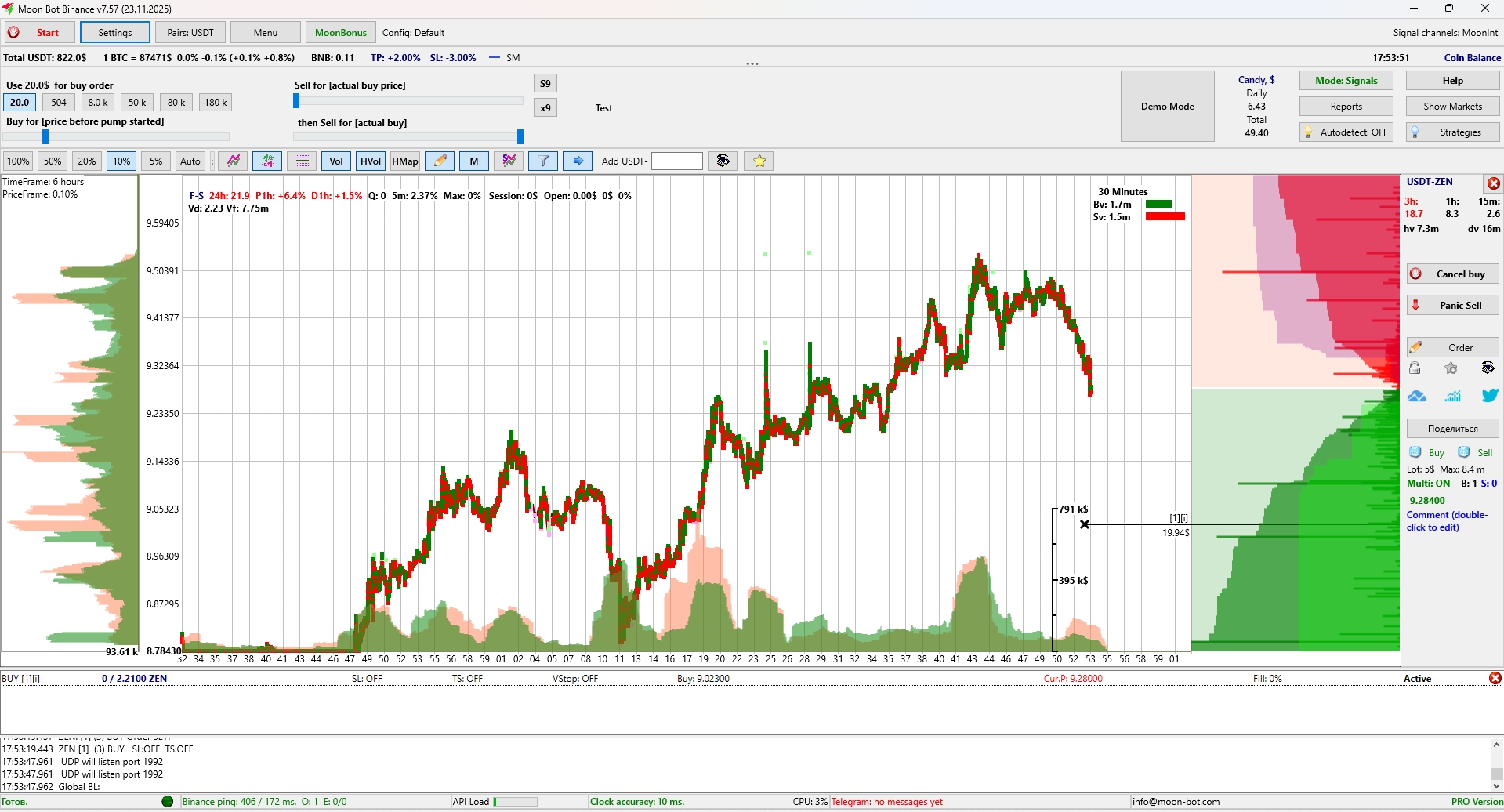 The main screen of the Moonbot terminal
